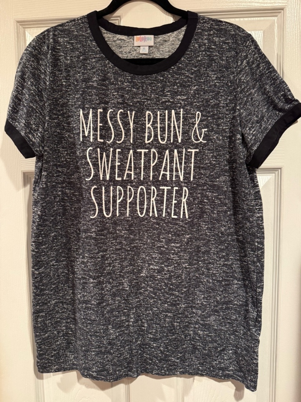 LuLaRoe Black & White Heathered Graphic Tee